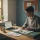 Focused university student at a desk reviewing scholarship